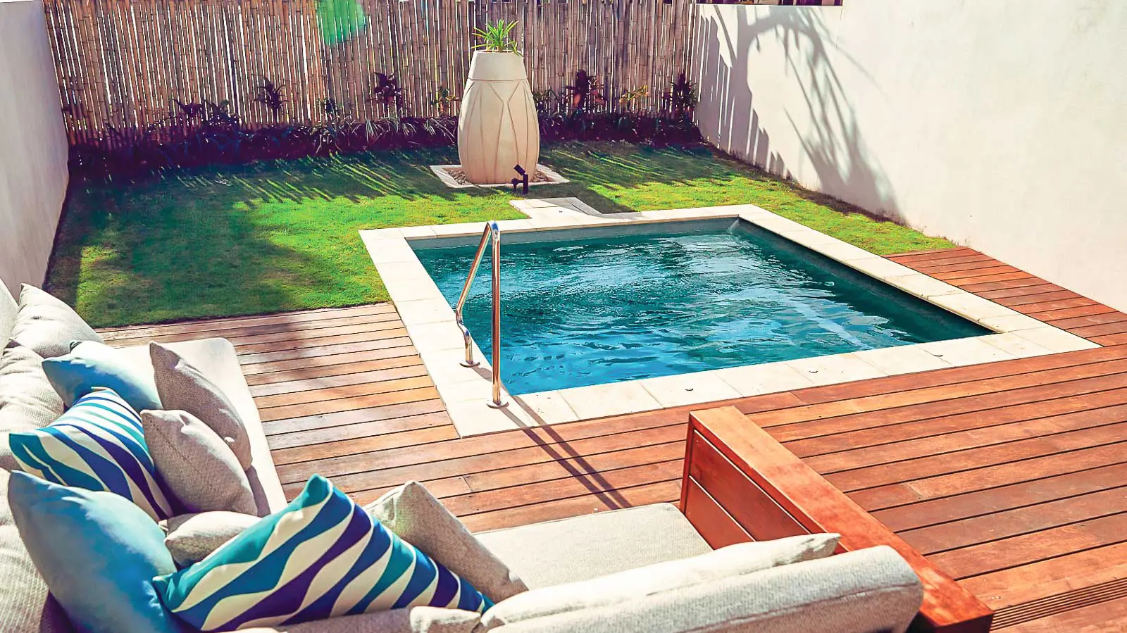 Leisure-Pools-Fiji-Plunge-Fiberglass-Pool-Shape The Fiji Plunge™, a fiberglass pool design manufactured by Leisure Pools