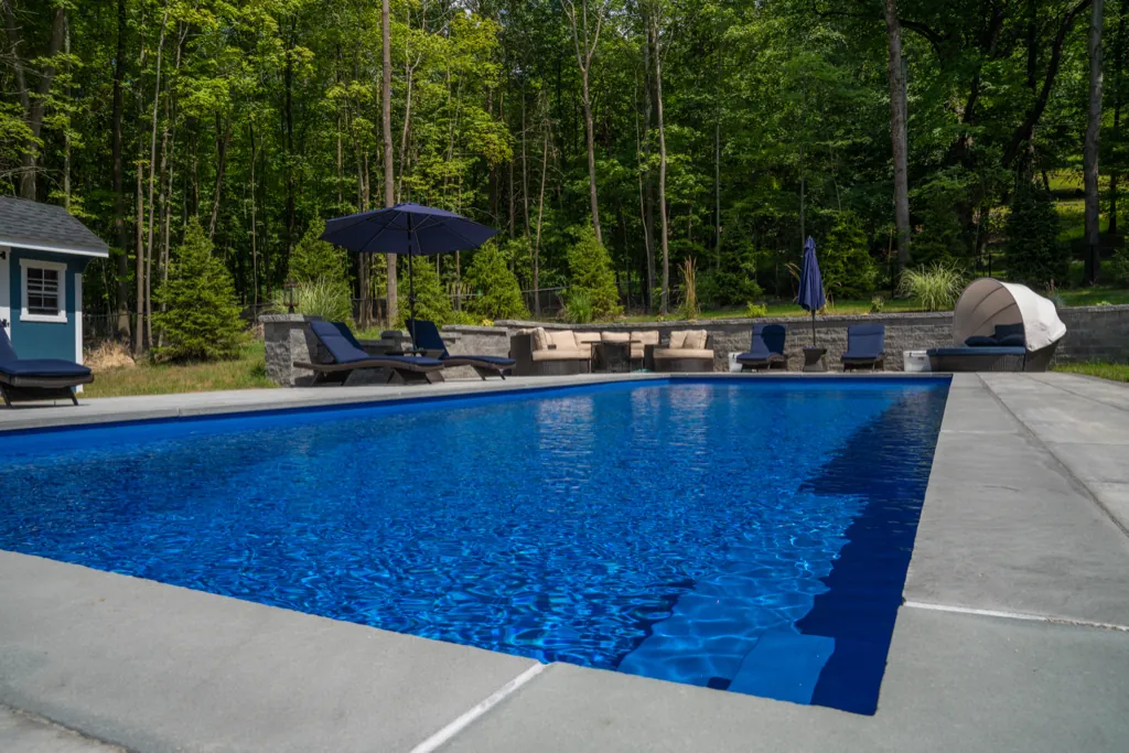Inground fiberglass pool installed by Leisure Pools Westchester in Mamaroneck , NY