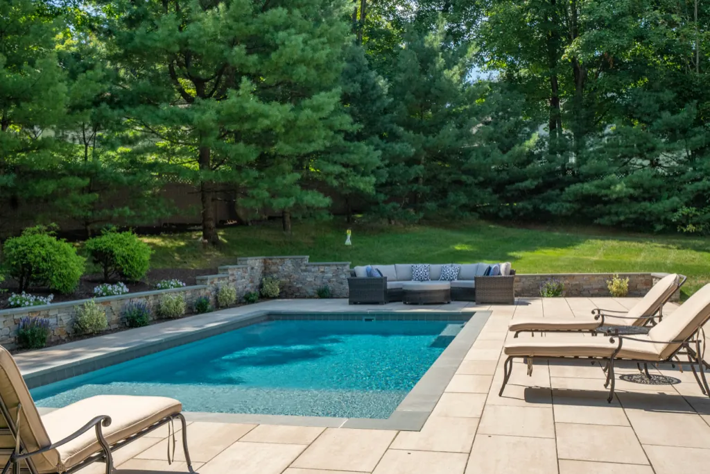 Inground fiberglass pool installed by Leisure Pools Westchester in Larchmont , NY