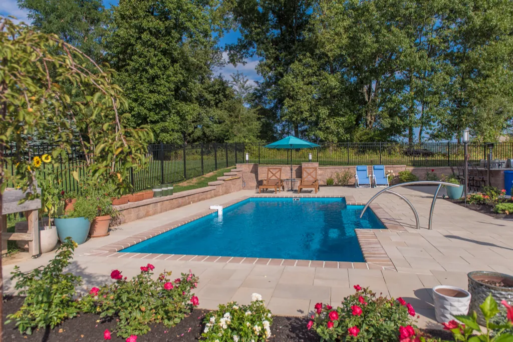 Inground fiberglass pool installed by Leisure Pools Westchester in Briarcliff Manor , NY